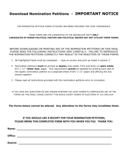 Nomination Petitions - IMPORTANT