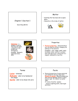 Describing Matter