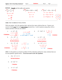 10-60. THE NUMBER OF SOLUTIONS With your partner, solve the