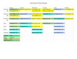 2016 Summer Practice Schedule