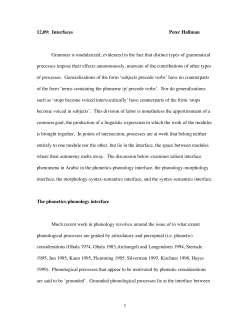 1 12,09: Interfaces Peter Hallman Grammar is modularized