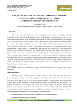 A SOCIOLINGUISTIC VIEW OF LINGUISTIC TABOOS AND