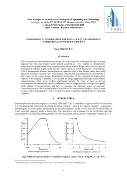 First European Conference on Earthquake Engineering and