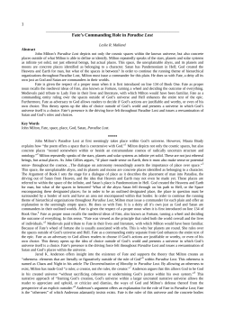 Fate`s Commanding Role in Paradise Lost 1 - Inter