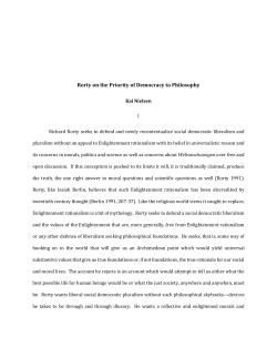 Rorty on the Priority of Democracy to Philosophy