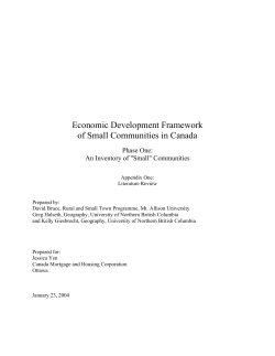 Economic Development Framework of Small Communities in Canada