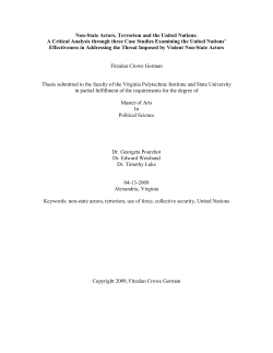 Non-State Actors, Terrorism and the United Nations