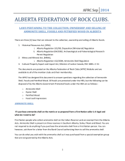 ammonite shell, fossils and petrified wood in Alberta