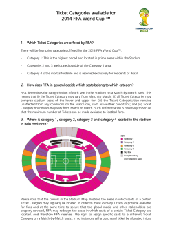 Ticket Categories available for 2014 FIFA World Cup ™