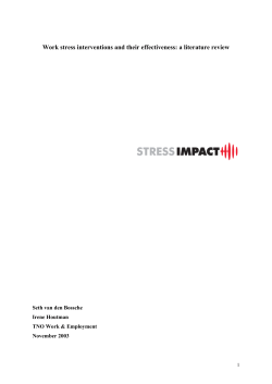 Work stress interventions and their effectiveness