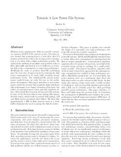 Towards A Low Power File System Abstract 1 Introduction