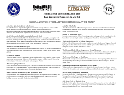 high school summer reading list for students entering grade 10