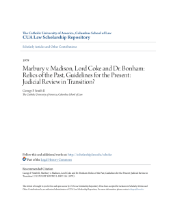 Marbury v. Madison, Lord Coke and Dr. Bonham: Relics of the Past