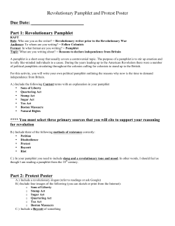 Revolutionary Pamphlet and Protest Poster Due Date: Part 1