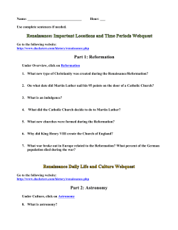 Part 1: Reformation Part 2: Astronomy