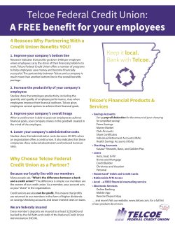 Telcoe Federal Credit Union: A FREE benefit for your employees