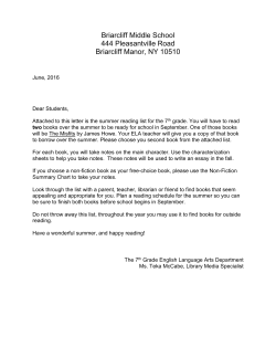 Seventh Grade - Briarcliff Manor Public Library