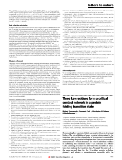 Three key residues form a critical contact network in a protein folding