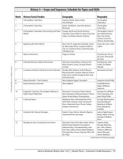 History 3&mdash;Scope and Sequence: Schedule for Topics