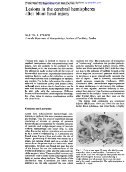 Lesions in the cerebral hemispheres after blunt head injury