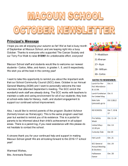 October 2016 Newsletter