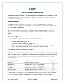 Interpreting Your Resting Metabolic Rate