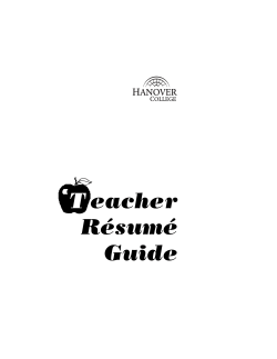 Teacher Resume Guide - Hanover College Career Center