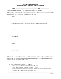 GEOL 02: Historical Geology Lab 8: Archean and Proterozoic Eon