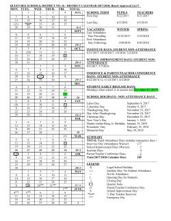 School Calendar 2017-2018 - Queen Bee Schools, District 16