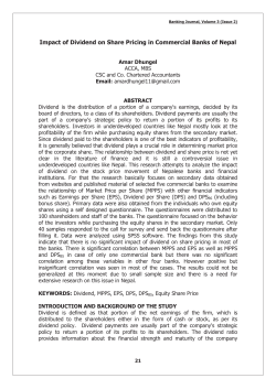 Impact of Dividend on Share Pricing in Commercial Banks of Nepal