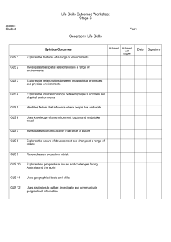 Life Skills Outcomes Worksheet - Geography
