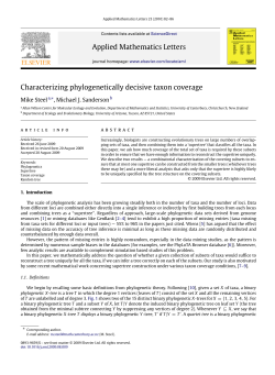 Applied Mathematics Letters Characterizing phylogenetically