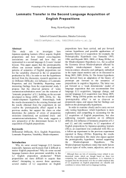 Lemmatic Transfer in the Second Language