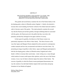 ABSTRACT THE PASTON WOMEN AND GENTRY CULTURE: THE