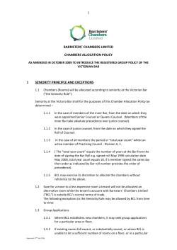 Chambers Allocation Policy - Barristers Chambers Limited