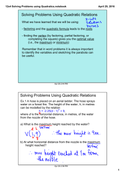 12x4 Solving Problems using Quadratics.notebook
