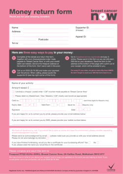Money return form - Breast Cancer Now