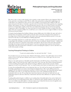 Philosophical Inquiry and Drug Education