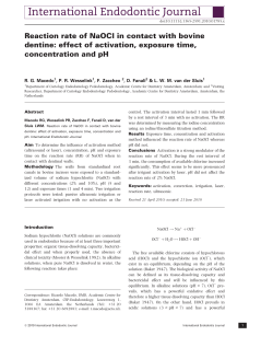 Reaction rate of NaOCl in contact with bovine dentine: effect of