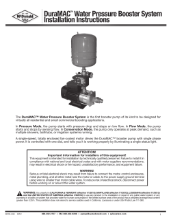 DuraMACTM Water Pressure Booster System