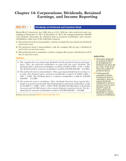 Chapter 14: Corporations: Dividends, Retained Earnings