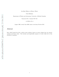 An Early History of Heavy Water