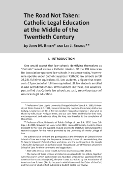 The Road Not Taken: Catholic Legal Education at