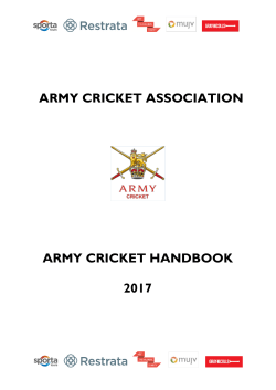 ARMY CRICKET ASSOCIATION ARMY CRICKET HANDBOOK 2017