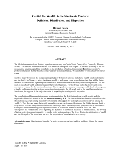 Capital [ie Wealth] in the Nineteenth Century: Definition, Distribution