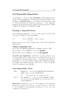 2.2 Separable Equations