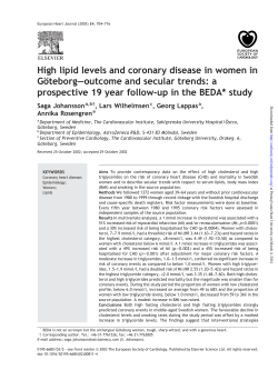 High lipid levels and coronary disease in women in G&ouml;teborg