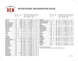 NUTRITIONAL INFORMATION GUIDE