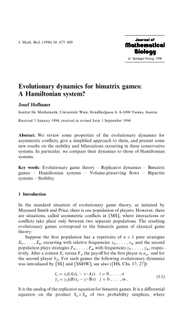 Evolutionary dynamics for bimatrix games: A Hamiltonian system?