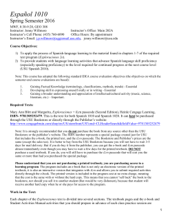 SPAN 1010-002 Spanish First Year I (Willmore)